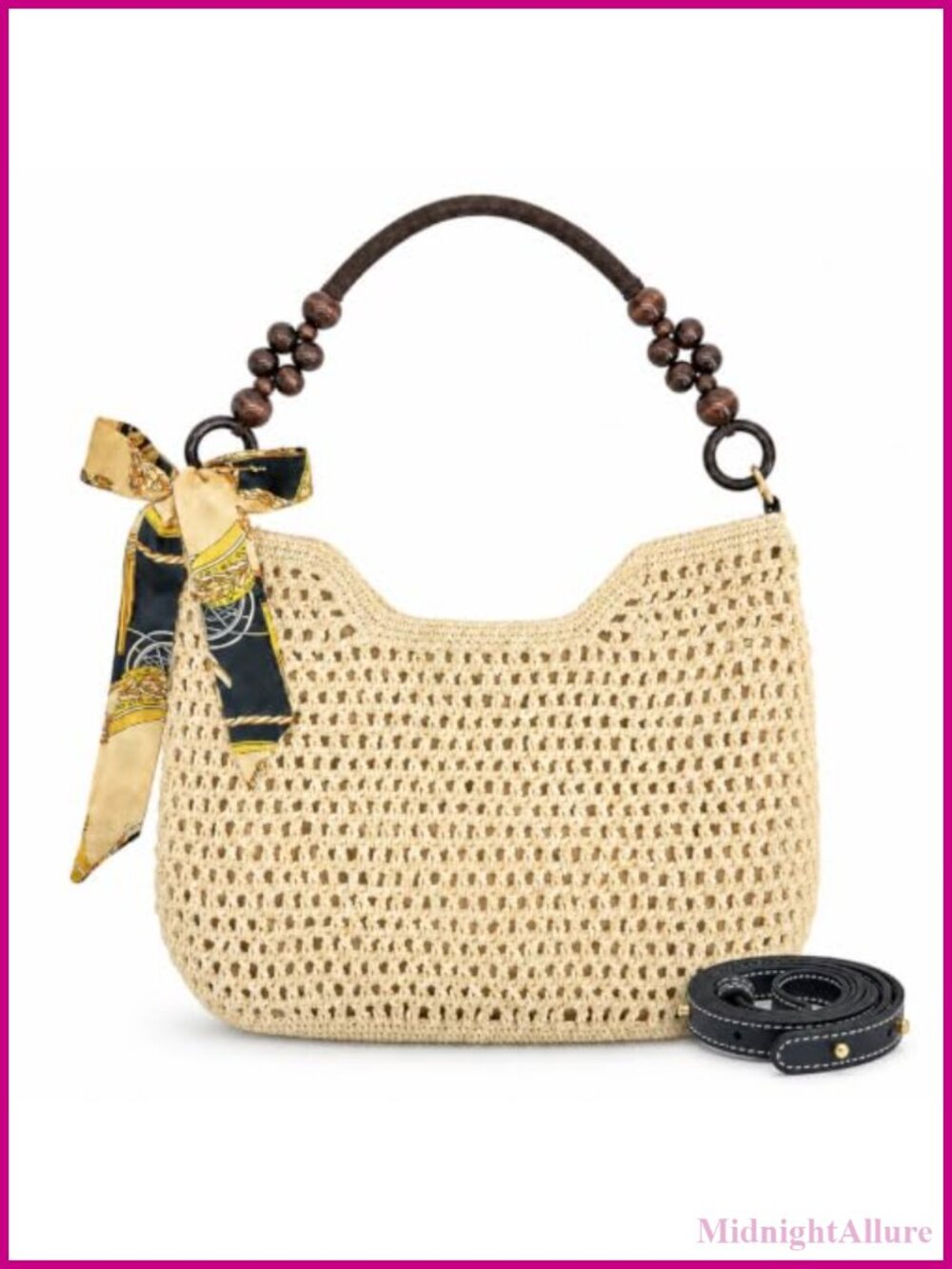 Crochet Tote Bag Handmade Cotton Yarn Beach Straw Bag Women